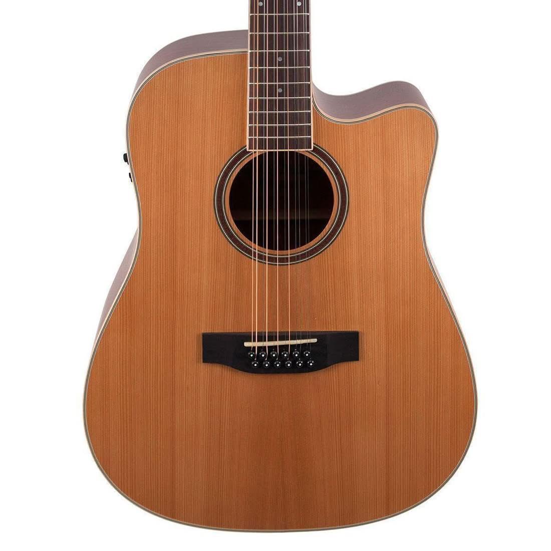 Timberidge '4 Series' 12-String Cedar Solid Top Acoustic-Electric Dreadnought Cutaway Guitar Natural Satin