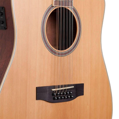 Timberidge '4 Series' 12-String Cedar Solid Top Acoustic-Electric Dreadnought Cutaway Guitar Natural Satin