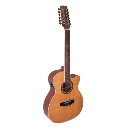 Timberidge '4 Series' 12-String Cedar Solid Top Acoustic-Electric Small Body Cutaway Guitar Natural Satin