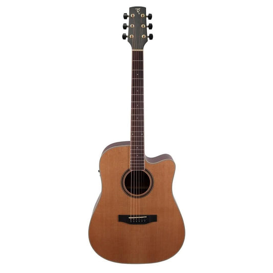 Timberidge '4 Series' Cedar Solid Top Acoustic-Electric Dreadnought Cutaway Guitar Natural Satin