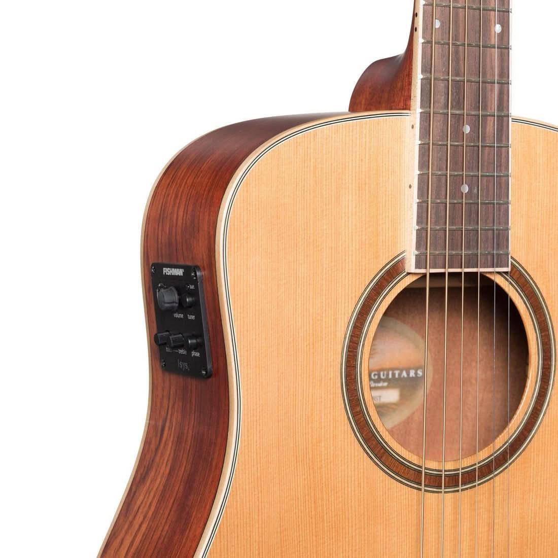 Timberidge '4 Series' Cedar Solid Top Acoustic-Electric Traveller Mini Guitar Natural Satin