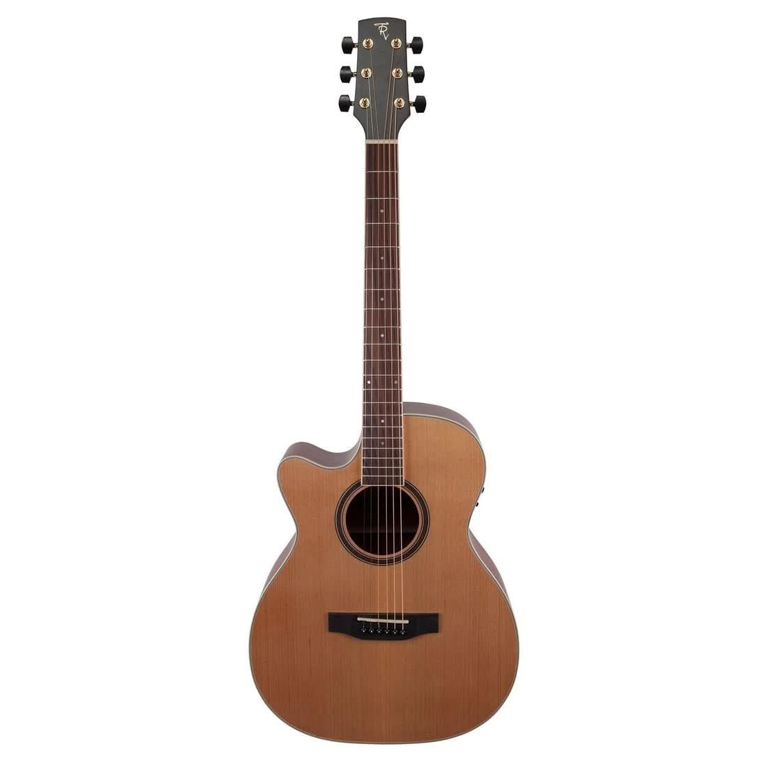 Timberidge '4 Series' Left Handed Cedar Solid Top Acoustic-Electric Small Body Cutaway Guitar Natural Satin