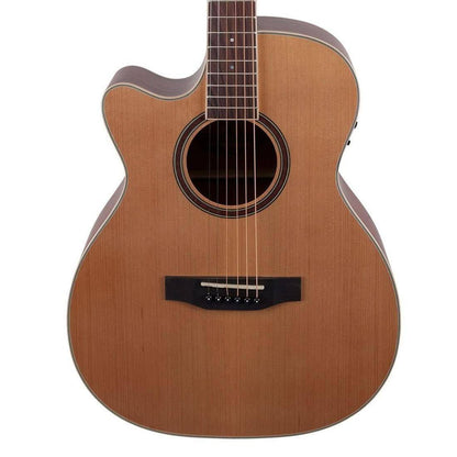 Timberidge '4 Series' Left Handed Cedar Solid Top Acoustic-Electric Small Body Cutaway Guitar Natural Satin