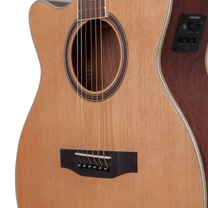 Timberidge '4 Series' Left Handed Cedar Solid Top Acoustic-Electric Small Body Cutaway Guitar Natural Satin