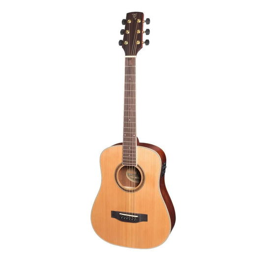 Timberidge '4 Series' Left Handed Cedar Solid Top Acoustic-Electric Traveller Mini Guitar Natural Satin