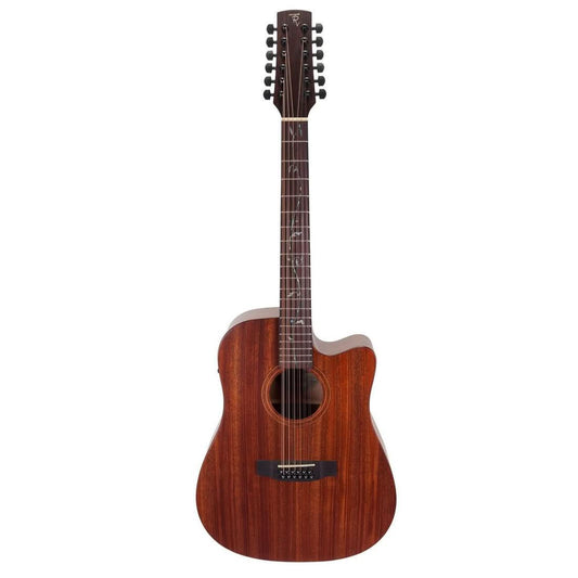 Timberidge 'Messenger Series' 12-String Mahogany Solid Top Acoustic-Electric Dreadnought Cutaway Guitar with 'Tree of Life' Inlay