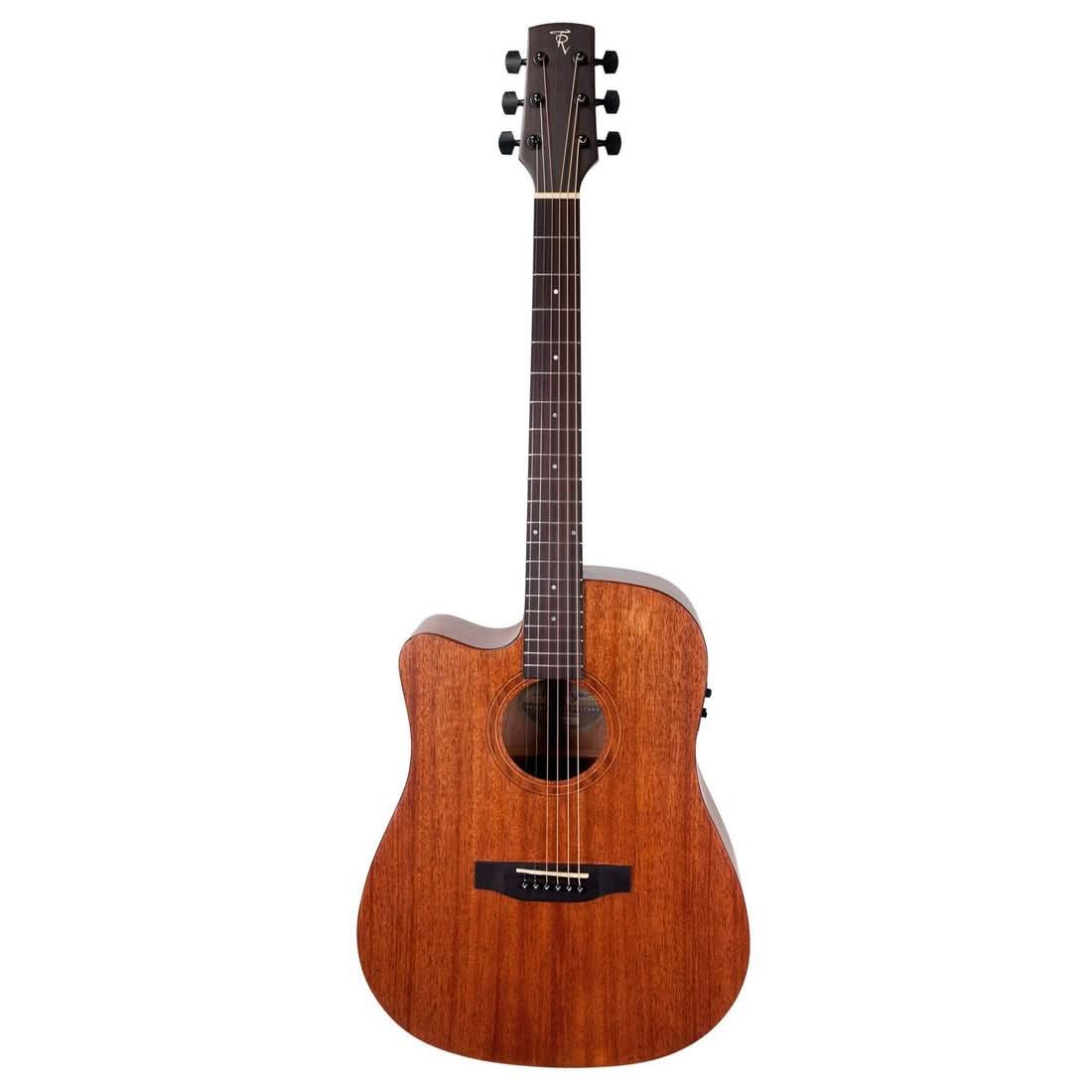 Timberidge 'Messenger Series' Left Handed Mahogany Solid Top Acoustic-Electric Dreadnought Cutaway Guitar Natural Satin