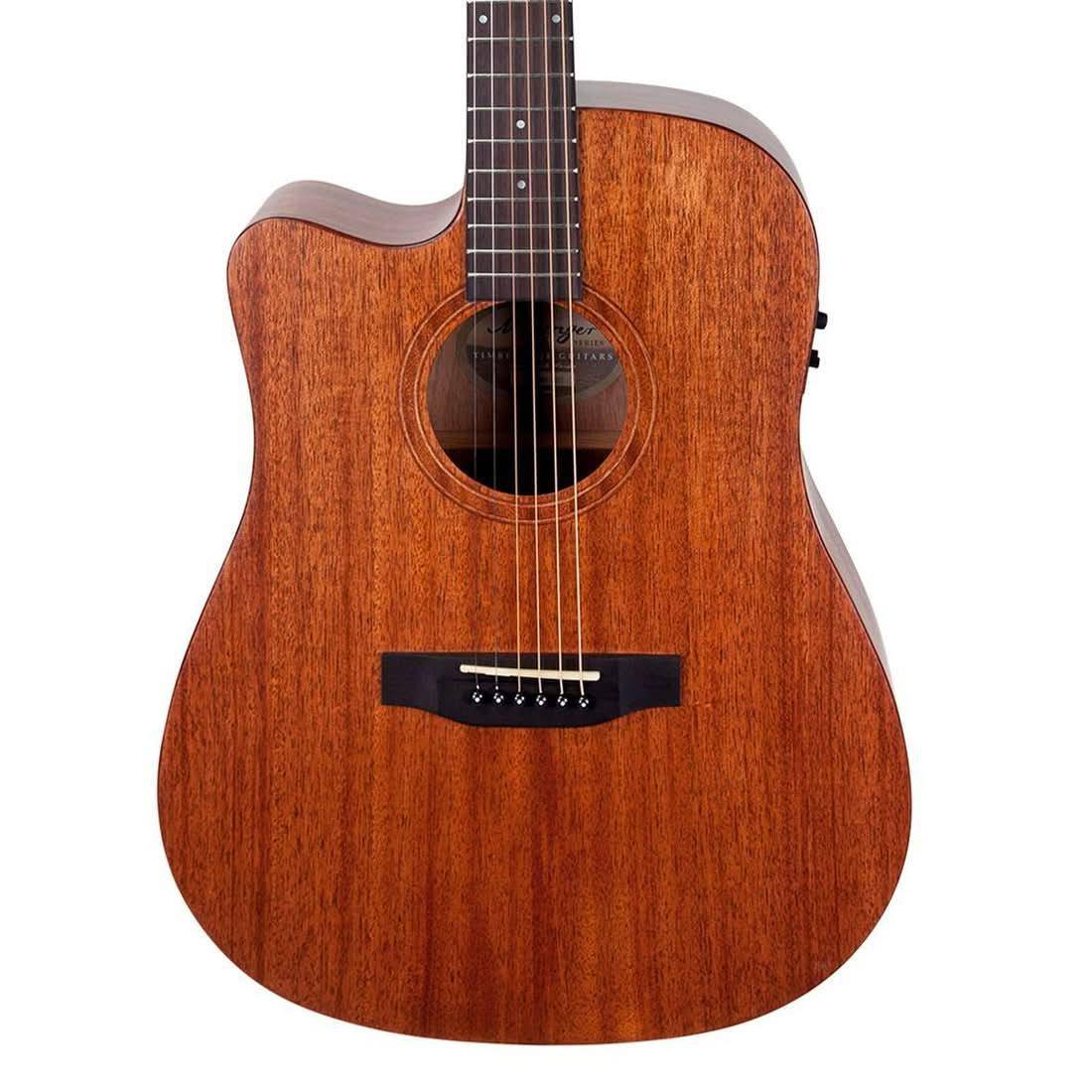 Timberidge 'Messenger Series' Left Handed Mahogany Solid Top Acoustic-Electric Dreadnought Cutaway Guitar Natural Satin