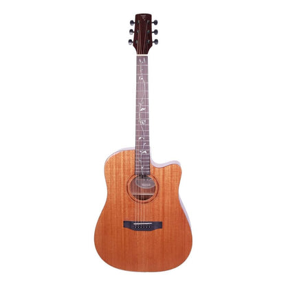 Timberidge 'Messenger Series' Mahogany Solid Top Acoustic-Electric Dreadnought Cutaway Guitar Natural Gloss