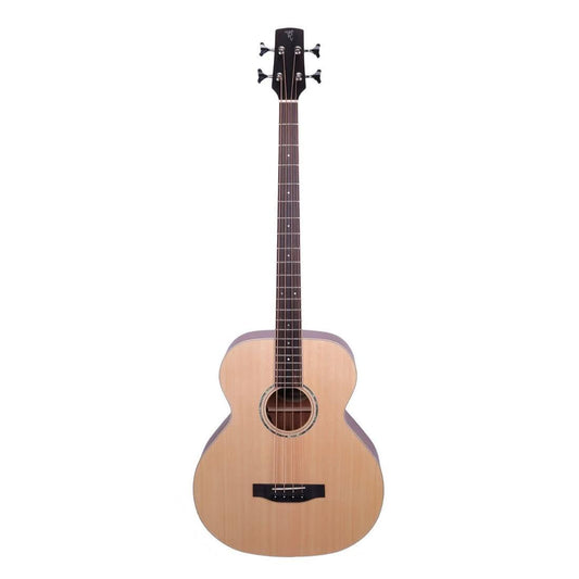 Timberidge '1 Series' Spruce Solid Top & Mahogany Solid Back Acoustic-Electric Bass Guitar Natural Satin