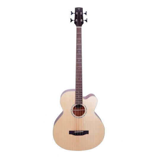 Timberidge '1 Series' Spruce Solid Top & Mahogany Solid Back Acoustic-Electric Cutaway Bass Guitar Natural Satin