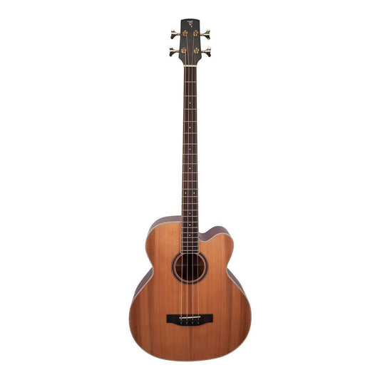 Timberidge '4 Series' Cedar Solid Top Acoustic-Electric Cutaway Bass Guitar Natural Satin