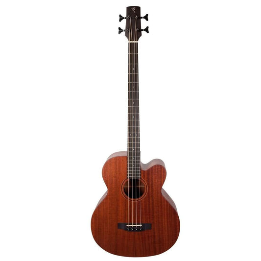 Timberidge 'Messenger Series' Mahogany Solid Top Acoustic-Electric Cutaway Bass Guitar Natural Satin