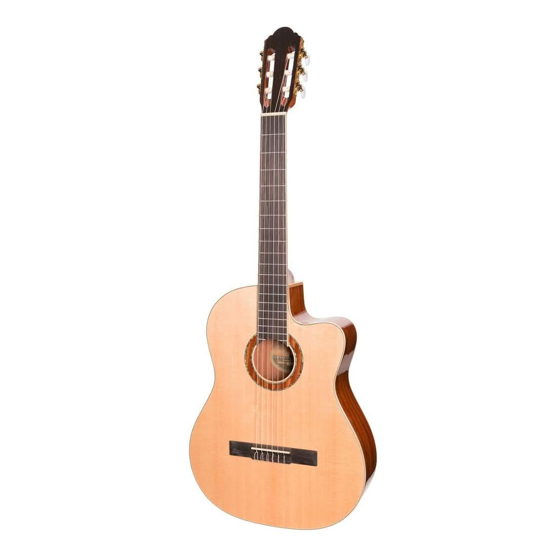 Timberidge '1 Series' Spruce Solid Top Acoustic-Electric Classical Cutaway Guitar Natural Gloss