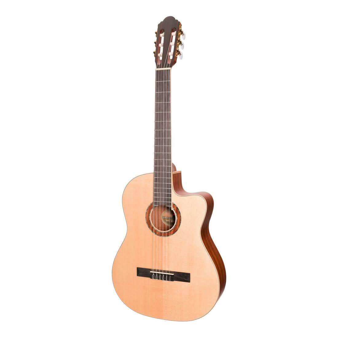 Timberidge '1 Series' Spruce Solid Top Acoustic-Electric Classical Cutaway Guitar Natural Satin