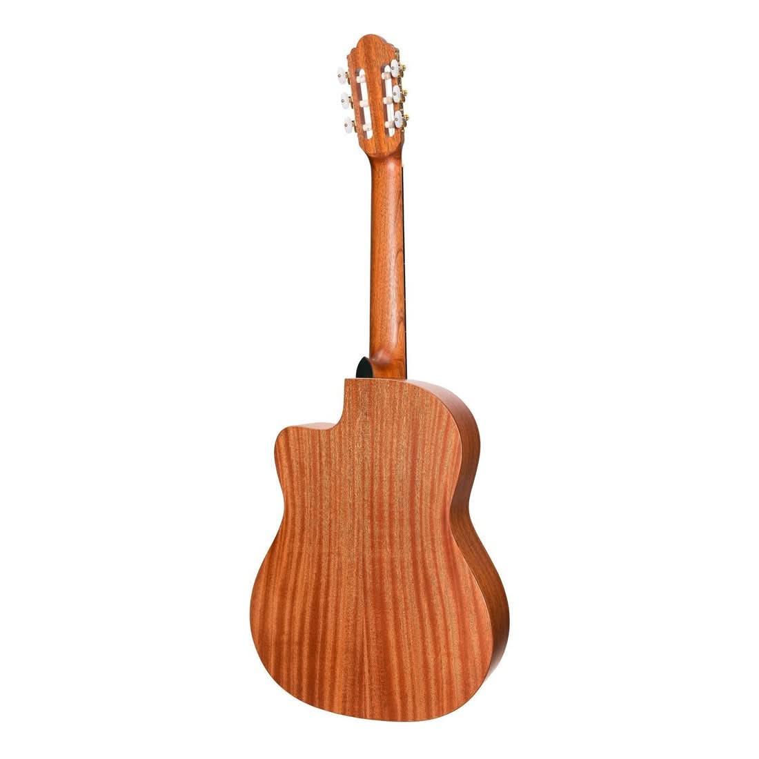 Timberidge 'Messenger Series' Mahogany Solid Top Acoustic-Electric Classical Cutaway Guitar Natural Satin