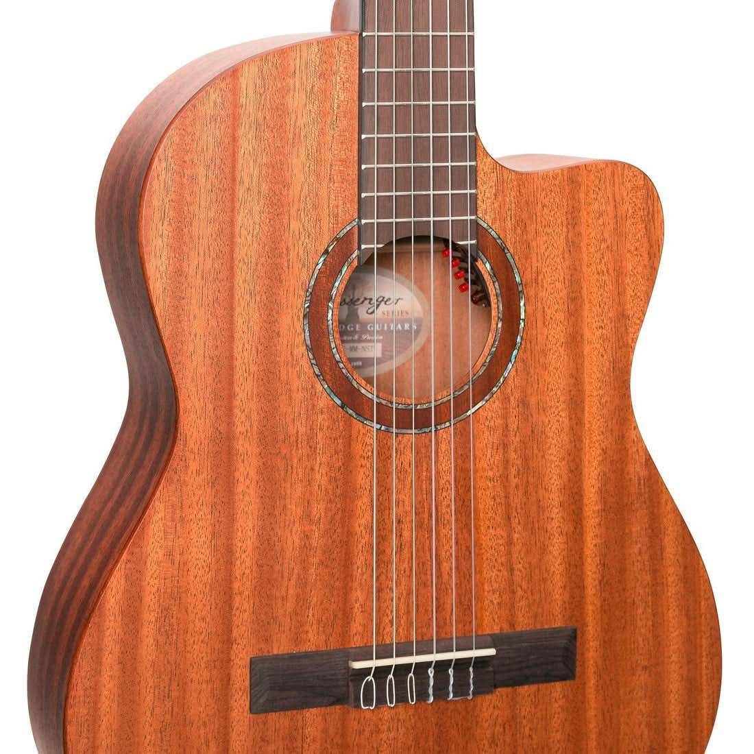 Timberidge 'Messenger Series' Mahogany Solid Top Acoustic-Electric Classical Cutaway Guitar Natural Satin