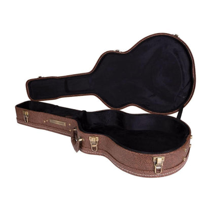 Timberidge Deluxe Shaped 12-String Small Body Acoustic Guitar Hard Case Paisley Brown