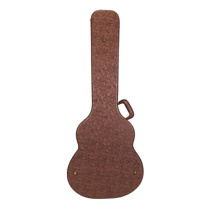 Timberidge Deluxe Shaped Acoustic Bass Guitar Hard Case Paisley Brown