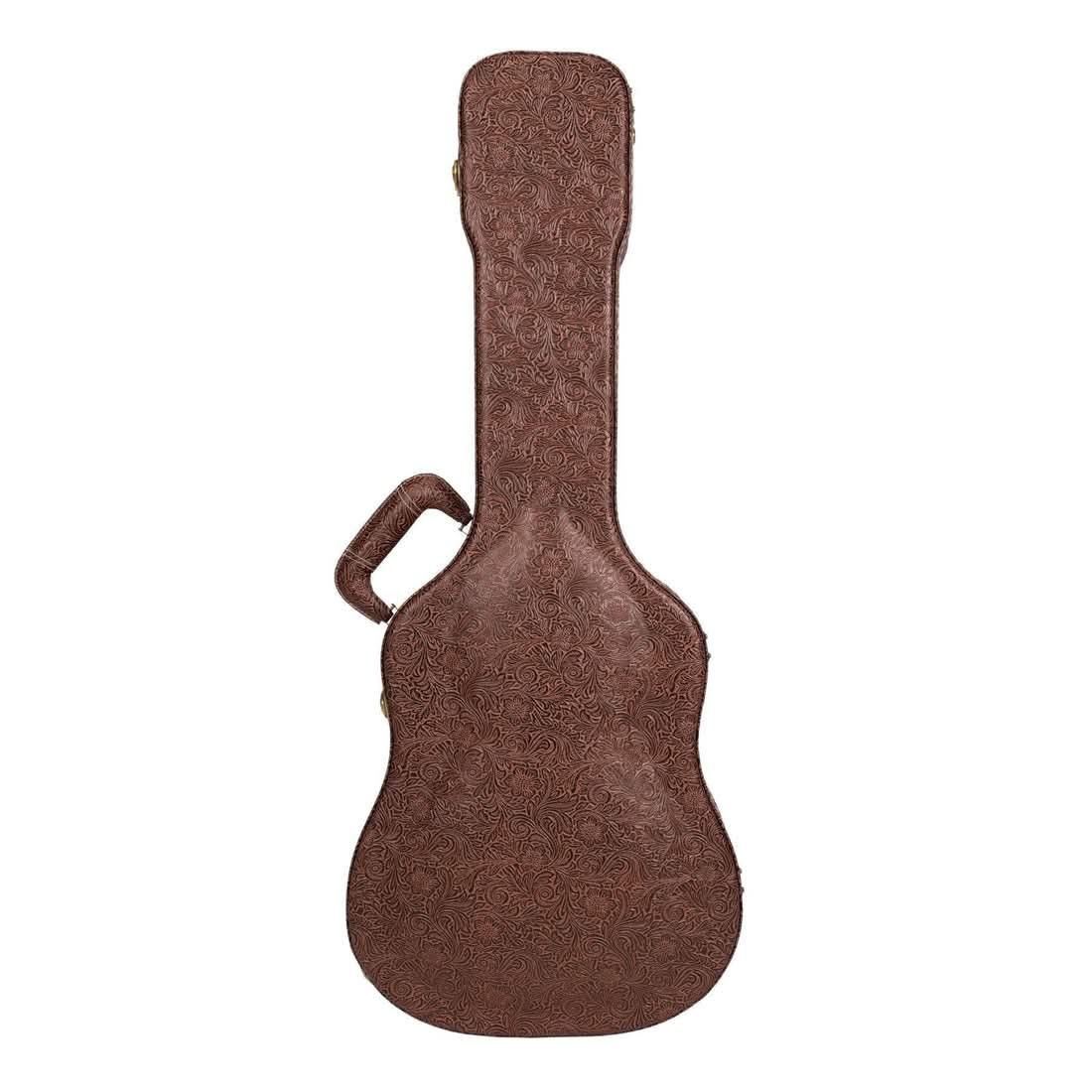 Timberidge Deluxe Shaped Mini Acoustic Guitar Hard Case Paisley Brown