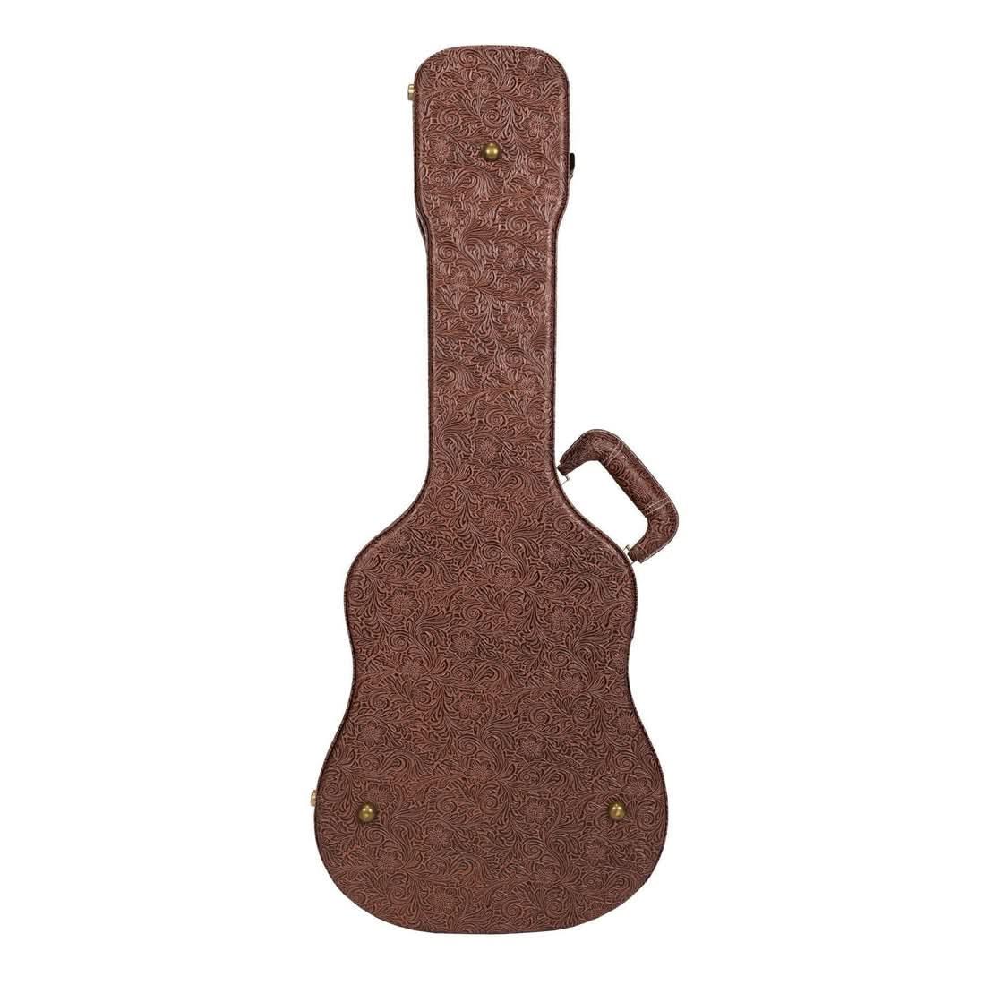 Timberidge Deluxe Shaped Mini Acoustic Guitar Hard Case Paisley Brown