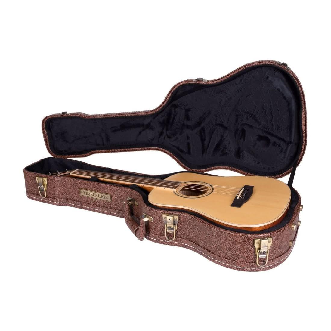 Timberidge Deluxe Shaped Mini Acoustic Guitar Hard Case Paisley Brown