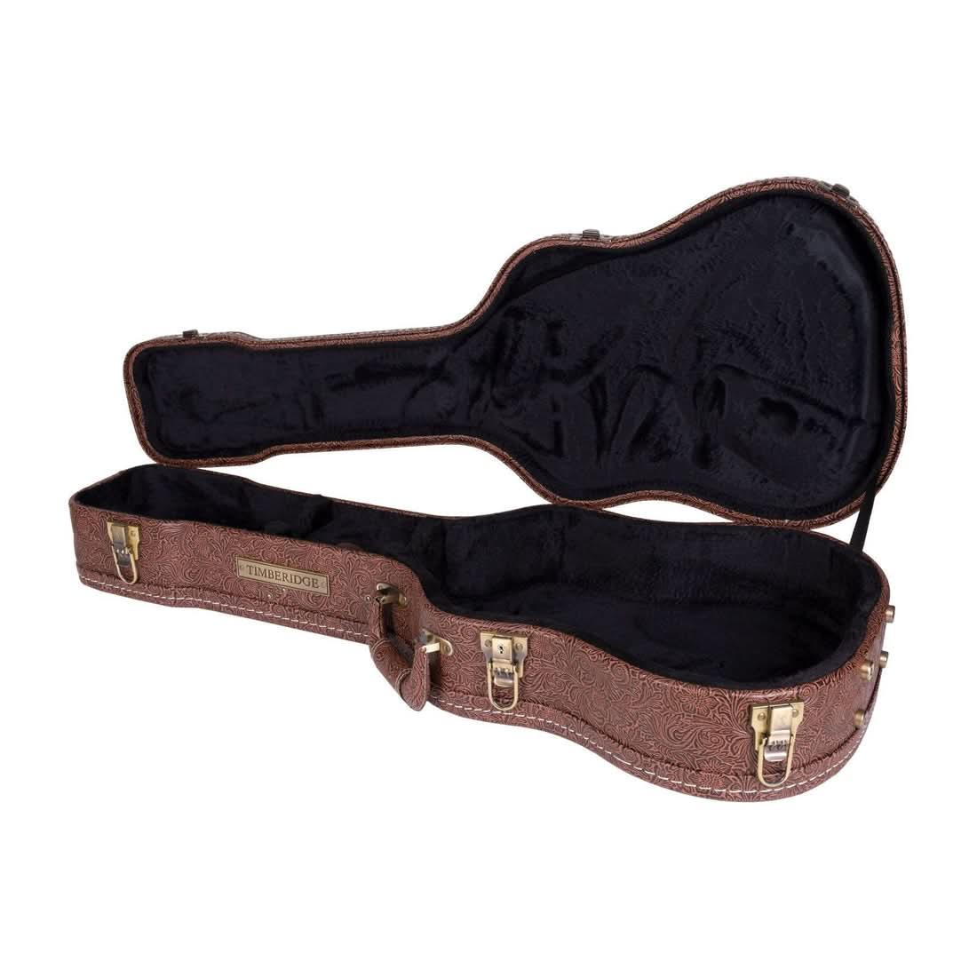 Timberidge Deluxe Shaped Mini Acoustic Guitar Hard Case Paisley Brown