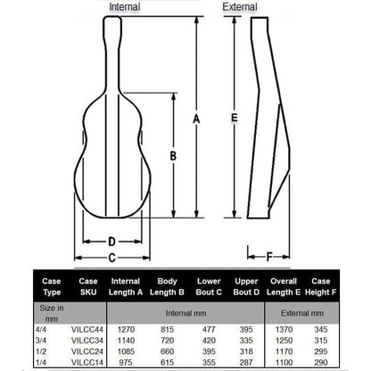Vivo VILCC24 Lightweight 1/2 Size Cello Case Vivo Violins Cases & Bags