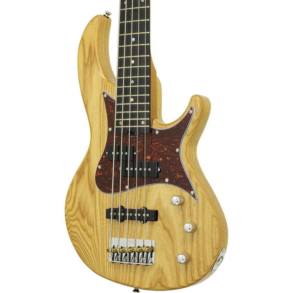 Aria 313MK2 Detroit Series 5-String Electric Bass Guitar in Open-Pore Natural Finish