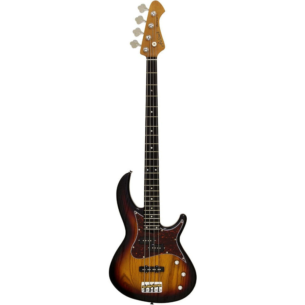 Aria 313MK2 Detroit Series 4-String Electric Bass Guitar in Open-Pore Sunburst Finish