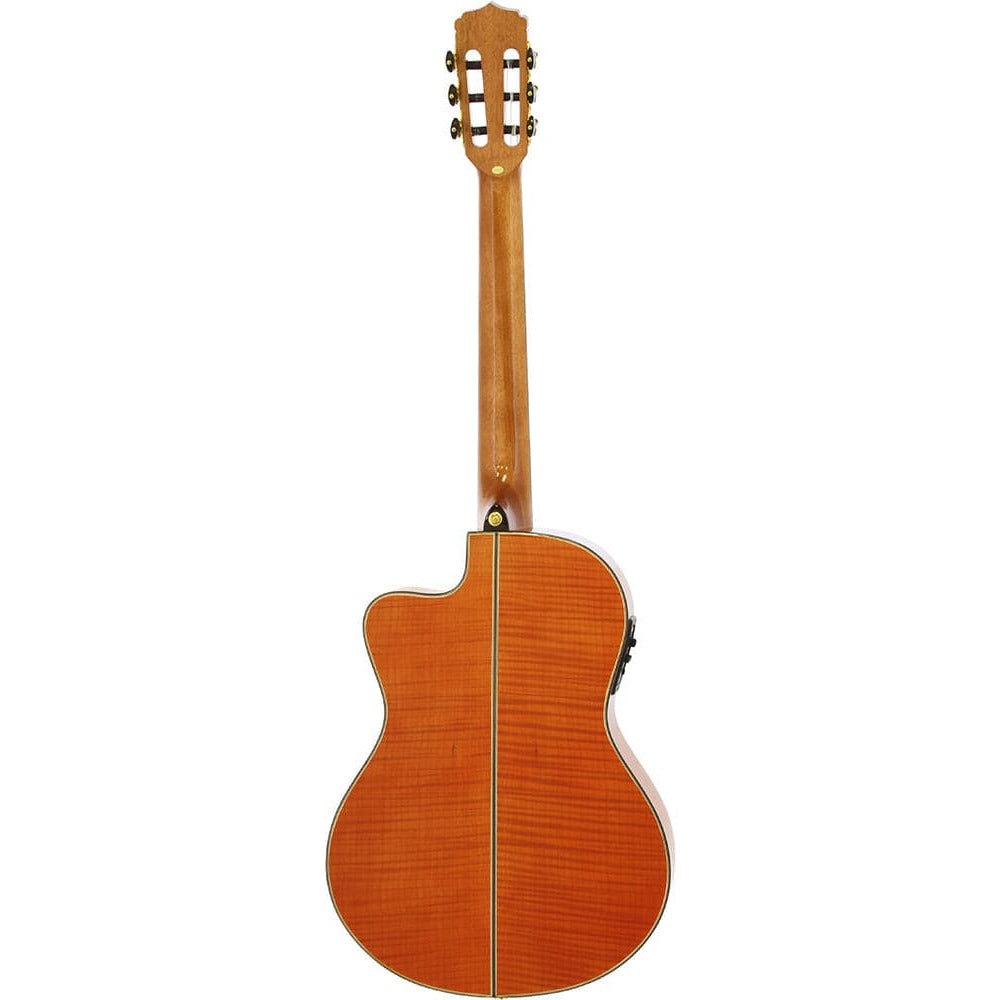 Aria A48 Series AC/EL Classical/Nylon String Thin Body Guitar with Cutaway in See-Thru Orange