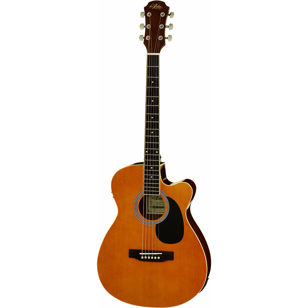 Aria AFN-15 Prodigy Series AC/EL Folk Body Guitar with Cutaway in Orange Gloss