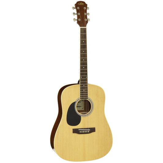 Aria AW-15 Left Handed Dreadnought Acoustic Guitar in Natural