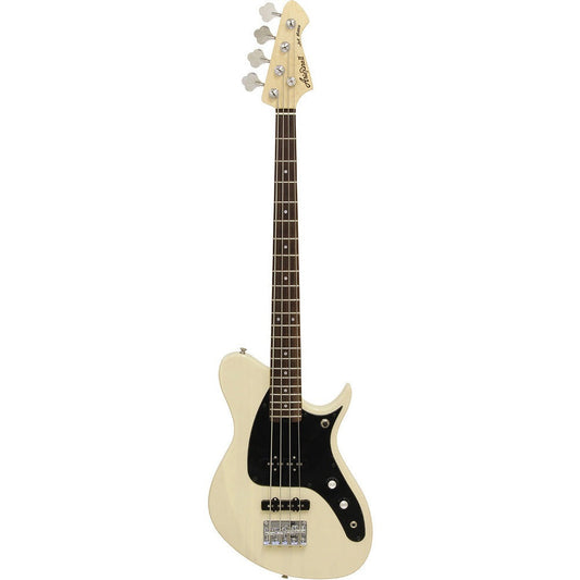 Aria J Series J-B Electric Bass Guitar in See-Thru Vintage White