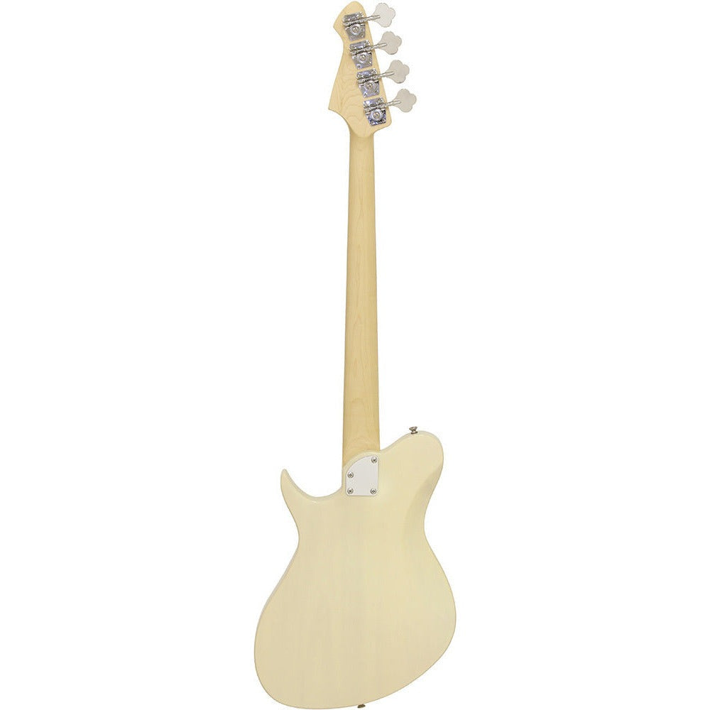 Aria J Series J-B Electric Bass Guitar in See-Thru Vintage White