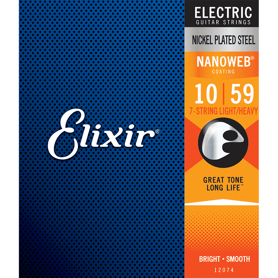 Elixir 12074 Nanoweb 7-String Electric  Light-Med 10-59 - GIG Guitars