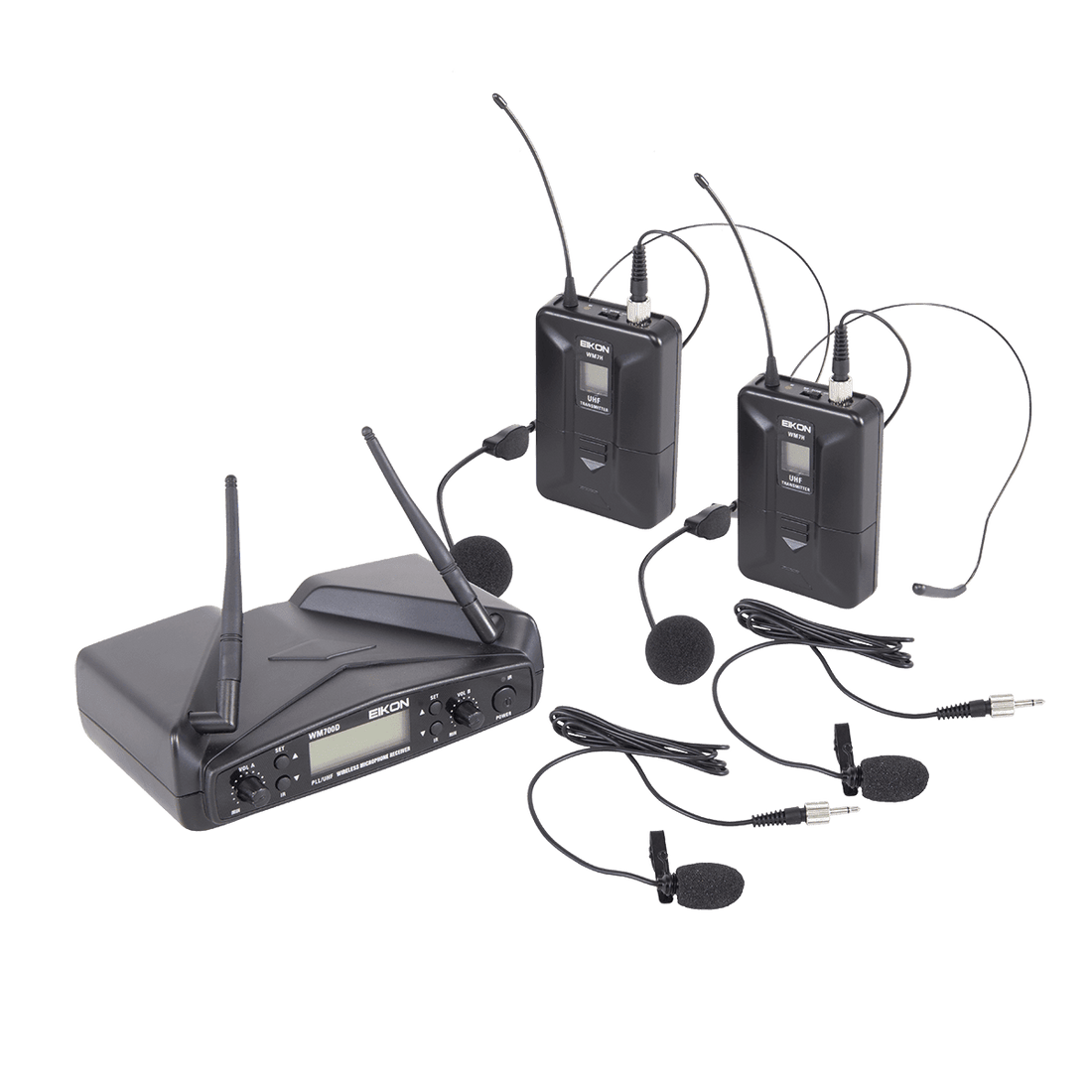 Eikon WM700DHA Belt-Pack with Headset &amp; Lapel Dual Wireless System 516-562Mhz - GIG Guitars