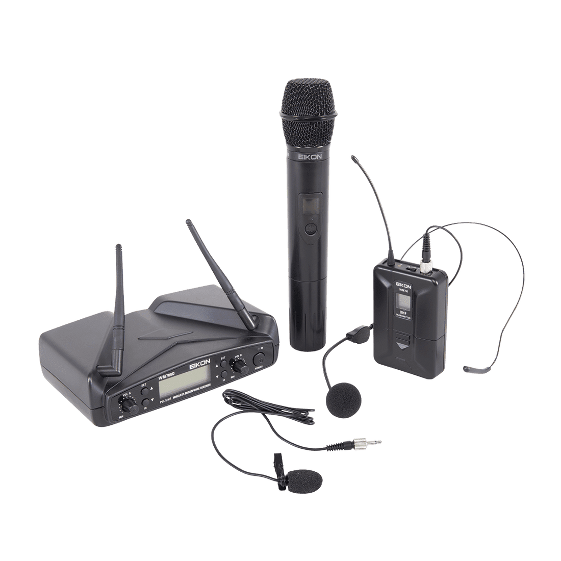 Eikon WM700DKITA Handheld + Belt-Pack with Headset &amp; Lapel Dual Wireless System 516-562Mhz - GIG Guitars