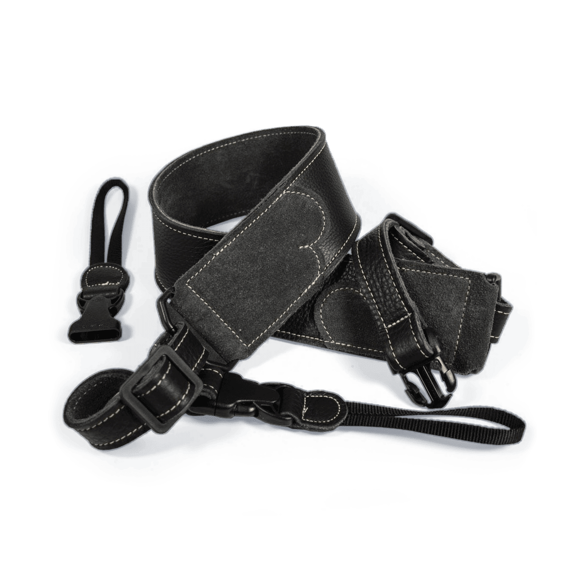 Franklin 2.5" Banjo Black Glove Leather with Suede End Strap