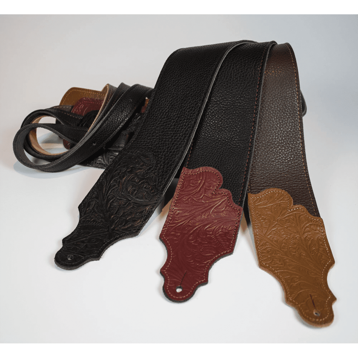Franklin 3" Black Glove Leather with Tooled Red Ends