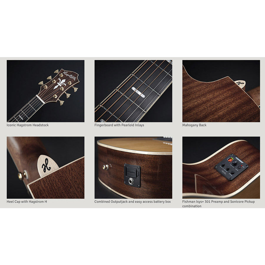 Hagstrom Mora II Series Concert AC/EL Guitar with Cutaway in Natural