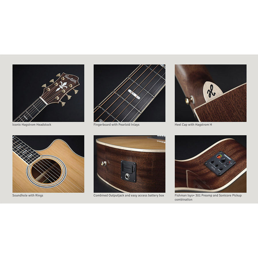 Hagstrom Orsa Series Grand Auditorium AC/EL Guitar with Cutaway in Natural