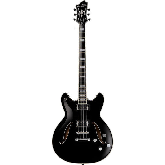 Hagstrom Viking Deluxe Baritone Semi-Hollow Guitar in Black Gloss