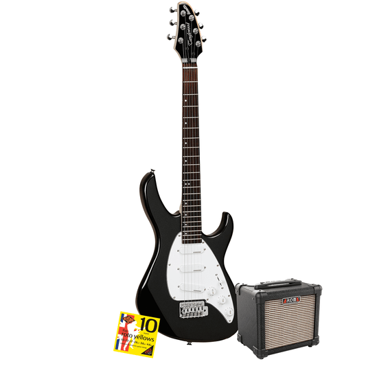 Tanglewood Baretta Black Gloss Electric Guitar with Aroma 10W Black Amp & Bonus R10 strings TE2BKBK-P