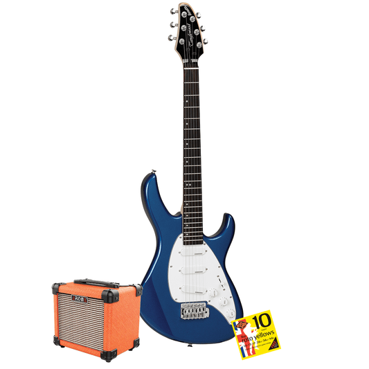 Tanglewood Baretta Blue Gloss Electric Guitar with Aroma 10W Orange Amp & Bonus R10 strings TE2BLOR-P