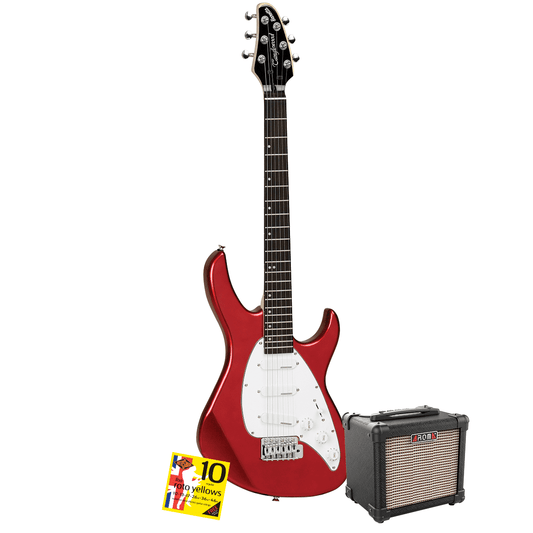 Tanglewood Baretta Candy Apple Red Gloss Electric Guitar with Aroma 10W Black Amp & Bonus R10 strings TE2CRBK-P