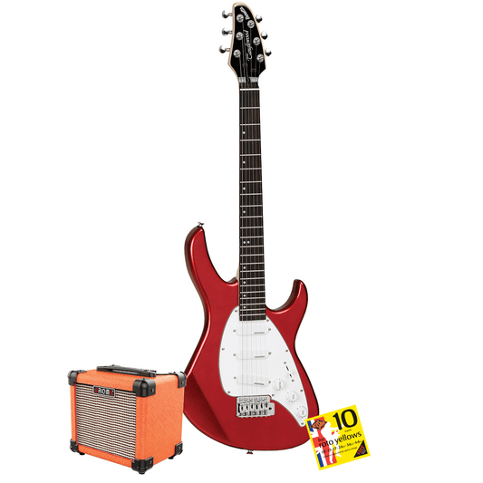 Tanglewood Baretta Candy Apple Red Gloss Electric Guitar with Aroma 10W Orange Amp & Bonus R10 strings TE2CROR-P