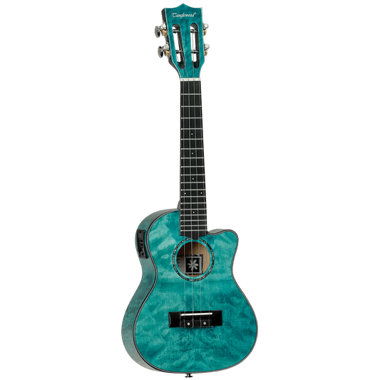Tanglewood TWT23E Tiare Concert Tahitian Coral Gloss Quilted Maple Cutaway Ukulele w/Pick Up