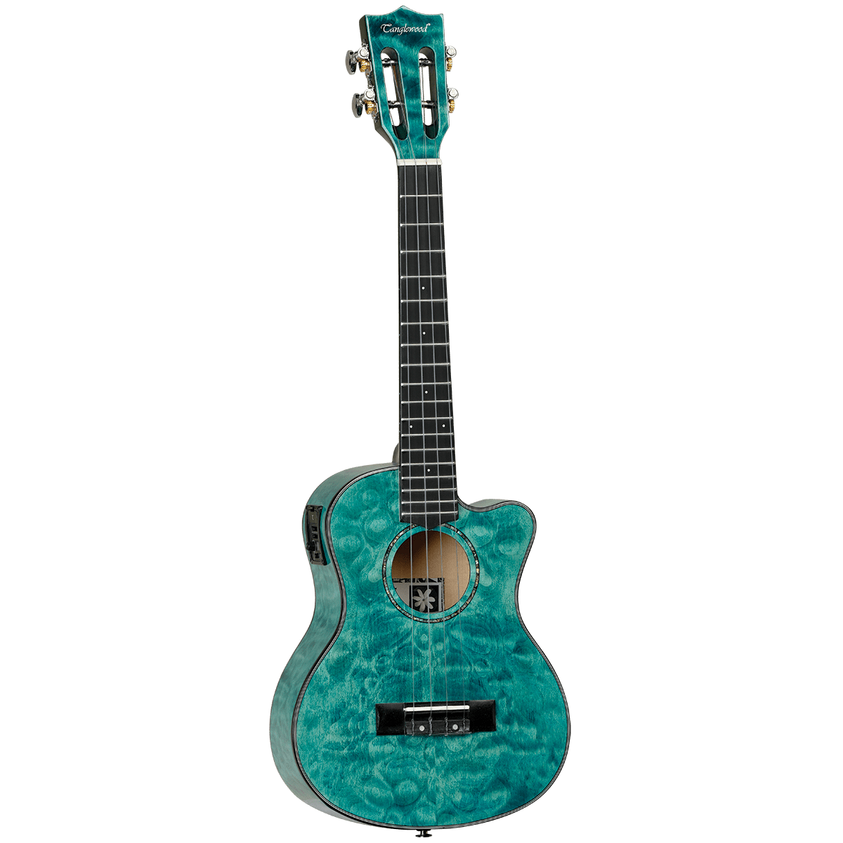 Tanglewood TWT24E Tiare Tenor Tahitian Coral Gloss Quilted Maple Cutaway Ukulele w/Pick Up