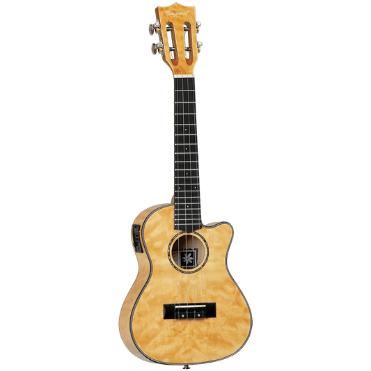 Tanglewood TWT29E Tiare Concert Tennessee Honey Gloss Quilted Maple Cutaway Ukulele w/Pick Up